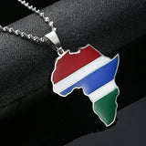 Gambia Africa Map Pendant Necklace Unisex Plated Charm Jewelry