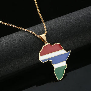 Gambia Africa Map Pendant Necklace Unisex Plated Charm Jewelry