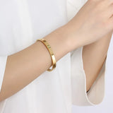 Stainless Steel Couple Bangle Cuff Bracelet Silver