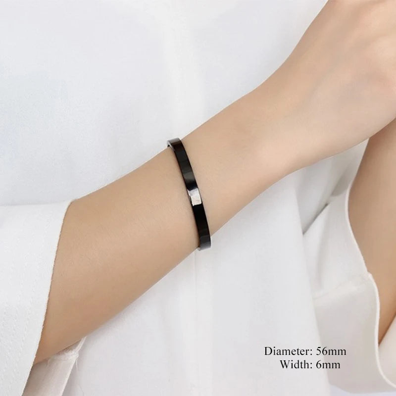Stainless Steel Couple Bangle Cuff Bracelet Silver