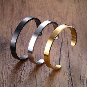 Stainless Steel Couple Bangle Cuff Bracelet Silver