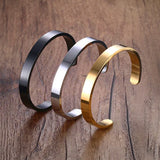 Stainless Steel Couple Bangle Cuff Bracelet Silver
