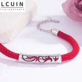 Silver Dragon And Phoenix Couple Bracelets Women Bangle Jewelry