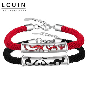 Silver Dragon And Phoenix Couple Bracelets Women Bangle Jewelry