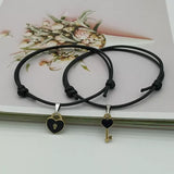 Couple Bracelet Stitching Heart Bracelets Women Cat Pendant