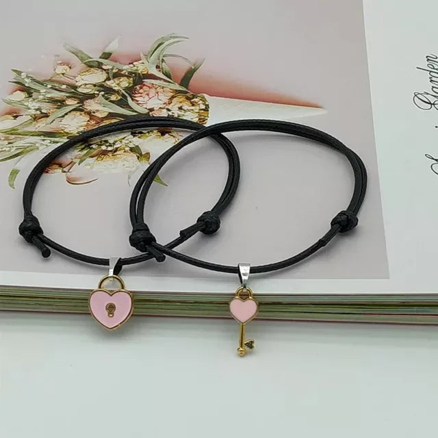 Couple Bracelet Stitching Heart Bracelets Women Cat Pendant