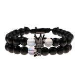 CZ Crown Distance Bracelets Set Beads Micro Pave Charm Jewelry