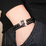 CZ Crown Distance Bracelets Set Beads Micro Pave Charm Jewelry