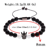 CZ Crown Distance Bracelets Set Beads Micro Pave Charm Jewelry