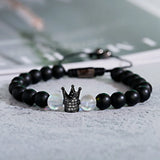 CZ Crown Distance Bracelets Set Beads Micro Pave Charm Jewelry