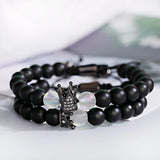 CZ Crown Distance Bracelets Set Beads Micro Pave Charm Jewelry