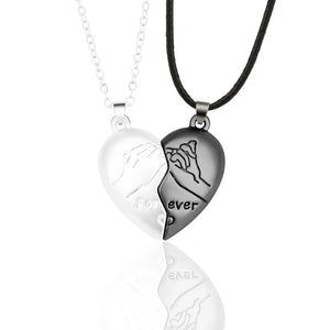 Couple Heart Hook Hand Two Necklace Stainless Steel Pendant Classic Necklaces
