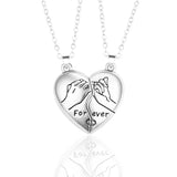 Couple Heart Hook Hand Two Necklace Stainless Steel Pendant Classic Necklaces