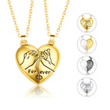 Couple Heart Hook Hand Two Necklace Stainless Steel Pendant Classic Necklaces