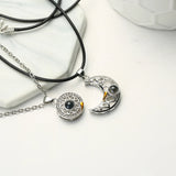 Sun Moon Heart Magnetic Couple Necklace