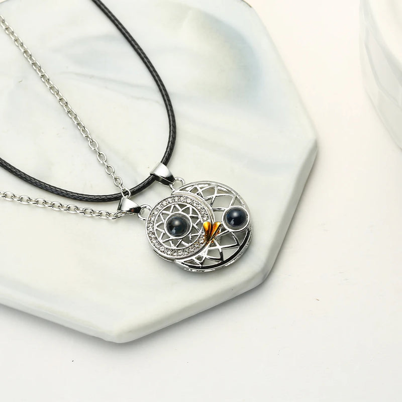 Sun Moon Heart Magnetic Couple Necklace