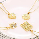 Sun Moon Couple Necklace Set Heart Magnetic Pendant Gift