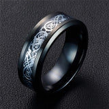 Stainless Steel Dragon & Zirconia Heart Bride Wedding Ring Set