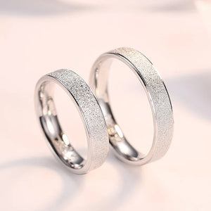 925 Sterling Silver Frosted Couple Rings Wedding Bands Anniversary Gift