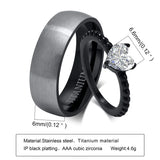 Couple Rings Stainless Steel Men Band Heart Women Ring Wedding Jewelry