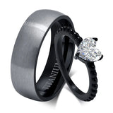 Couple Rings Stainless Steel Men Band Heart Women Ring Wedding Jewelry
