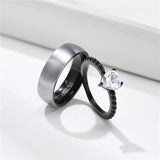 Couple Rings Stainless Steel Men Band Heart Women Ring Wedding Jewelry