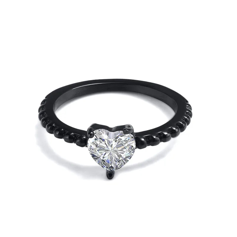 Couple Rings Stainless Steel Men Band Heart Women Ring Wedding Jewelry