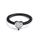 Couple Rings Stainless Steel Men Band Heart Women Ring Wedding Jewelry