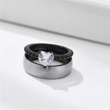 Couple Rings Stainless Steel Men Band Heart Women Ring Wedding Jewelry