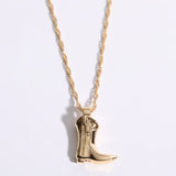 Cowboy Boot Pendant Necklace Western Charm Clavicle Chain for Women