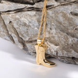 Cowboy Boot Pendant Necklace Western Charm Clavicle Chain for Women