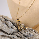 Cowboy Boot Pendant Necklace Western Charm Clavicle Chain for Women