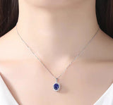 Sapphire Pendant Necklace in Tibetan Silver for Women
