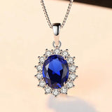Sapphire Pendant Necklace in Tibetan Silver for Women