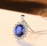 Sapphire Pendant Necklace in Tibetan Silver for Women