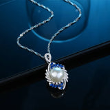 S925 Sterling Silver Pearl Pendant Necklace Wedding Jewelry