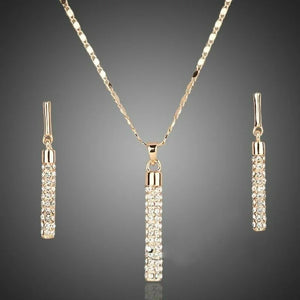 Diamond-studded Rod Earrings Necklace Set