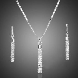 Diamond-studded Rod Earrings Necklace Set