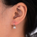 Sterling Silver Eye Shape Hoop Earrings Zircon Pendant Jewelry