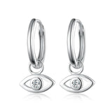 Sterling Silver Eye Shape Hoop Earrings Zircon Pendant Jewelry