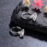 Sterling Silver Eye Shape Hoop Earrings Zircon Pendant Jewelry