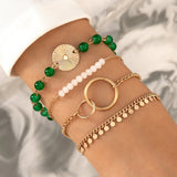 Irregular Metal Bracelet Pearl Choker Set for Girls