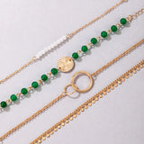 Irregular Metal Bracelet Pearl Choker Set for Girls