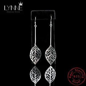 Sterling Silver Leaf Shape Drop Earrings with Tassels Pendant