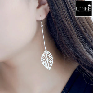 Sterling Silver Leaf Shape Drop Earrings with Tassels Pendant