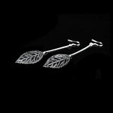 Sterling Silver Leaf Shape Drop Earrings with Tassels Pendant