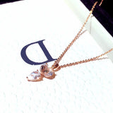 Tiny Crystal Fox Necklace for Women Zirconia Collier Femme Kolye Pendant