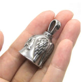 Angel Wings Bell Biker Pendant Necklace for Men