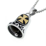 Motorcycle Cross Bell Pendant Necklace for Men