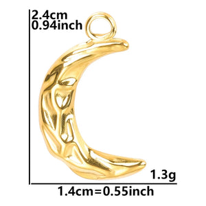 Crescent Stainless Steel Necklace Pendant Moon Earring Charm Craft Supplies